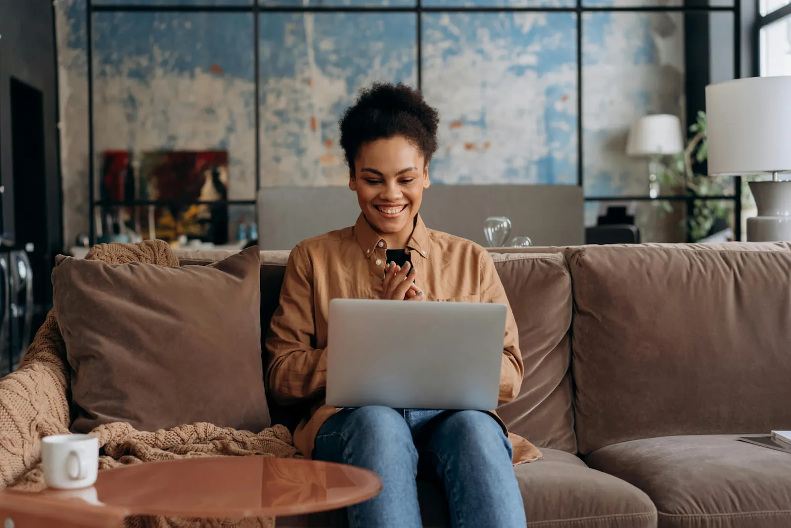 Woman working on a laptop