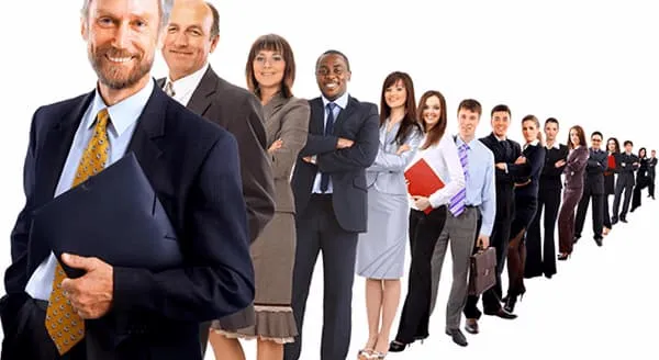 Group of business professionals in a recruitment line