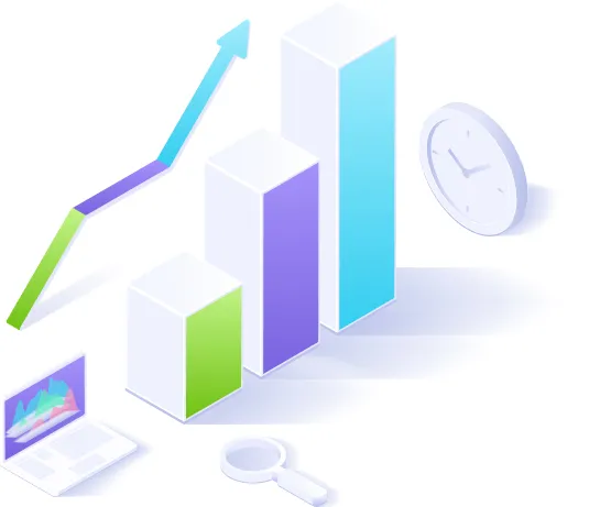 Business growth chart with productivity analytics