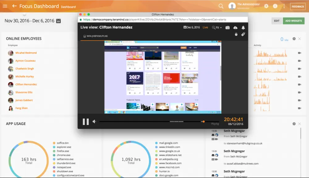 Teramind dashboard