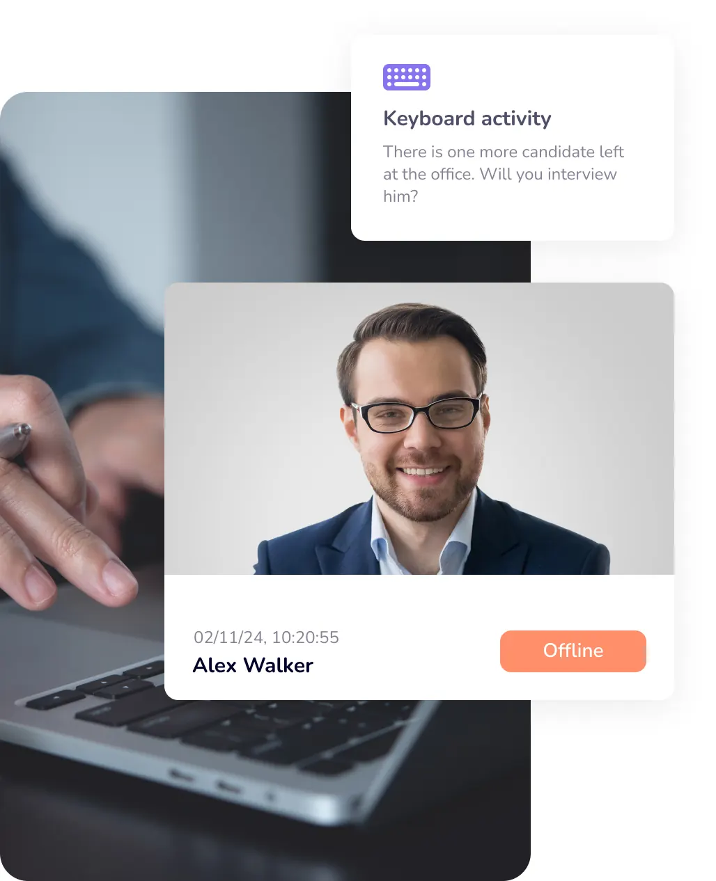CleverControl ダッシュボードにおける従業員のステータスとキーボード アクティビティ
