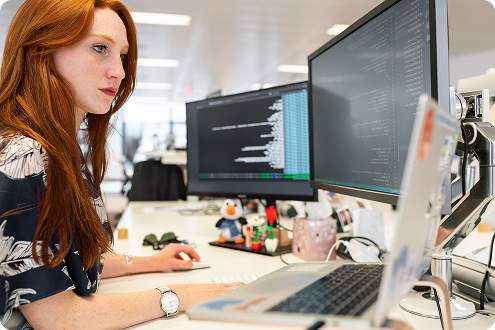 A person working at a computer
