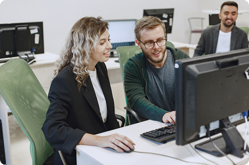 Colleagues reviewing results together at a computer