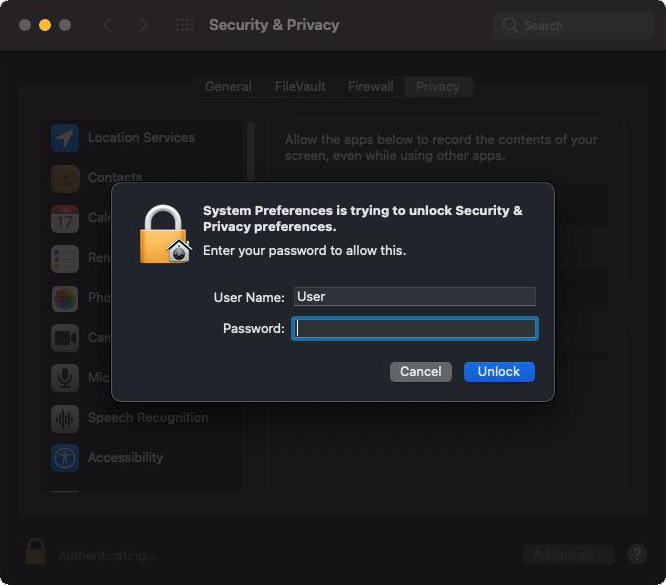 Enter the admin password