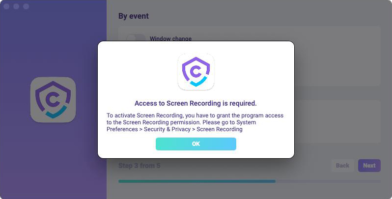 Give access to screen recording