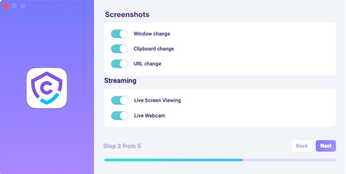 Choose recording features