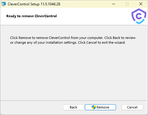 Uninstallation progress