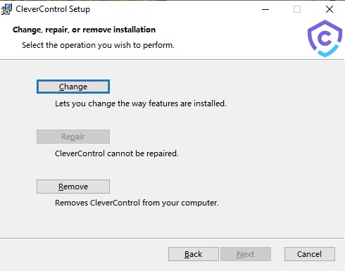 Change or remove installation