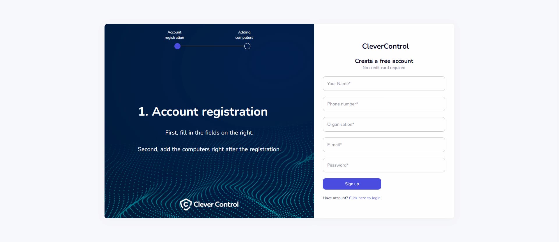 Account registration